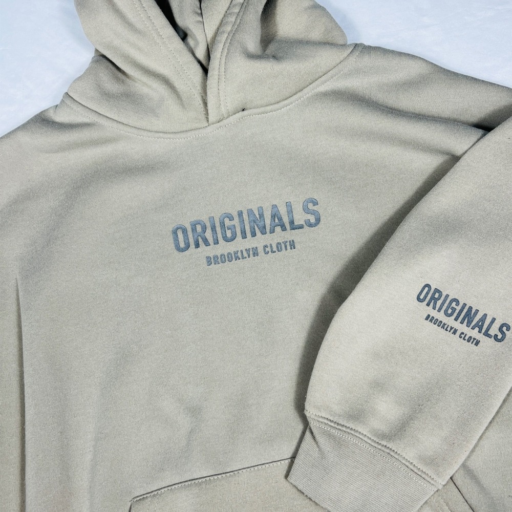 Brooklyn Cloth‎ Originals Hoodie Tan Khaki Fleece Pullover Mens Small Streetwear